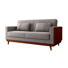 Sofá Cama Pala 203cm Reclinável Courino Marrom | Linho Cinza